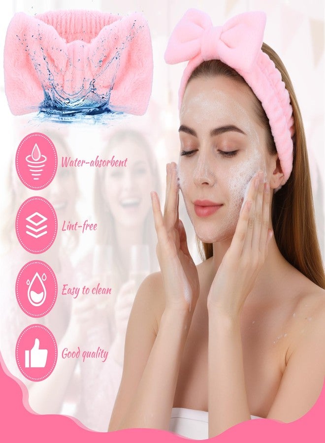 Kifmurase 25Pcs Spa Headbands, Makeup Headbands, Bow Tie Hair Band, Pink Skincare Headband for Washing Face, Cosmetic Facial Sports Yoga Elastic Headband - Image 5
